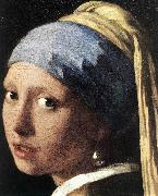 VERMEER VAN DELFT, Jan Girl with a Pearl Earring (detail) set oil painting on canvas